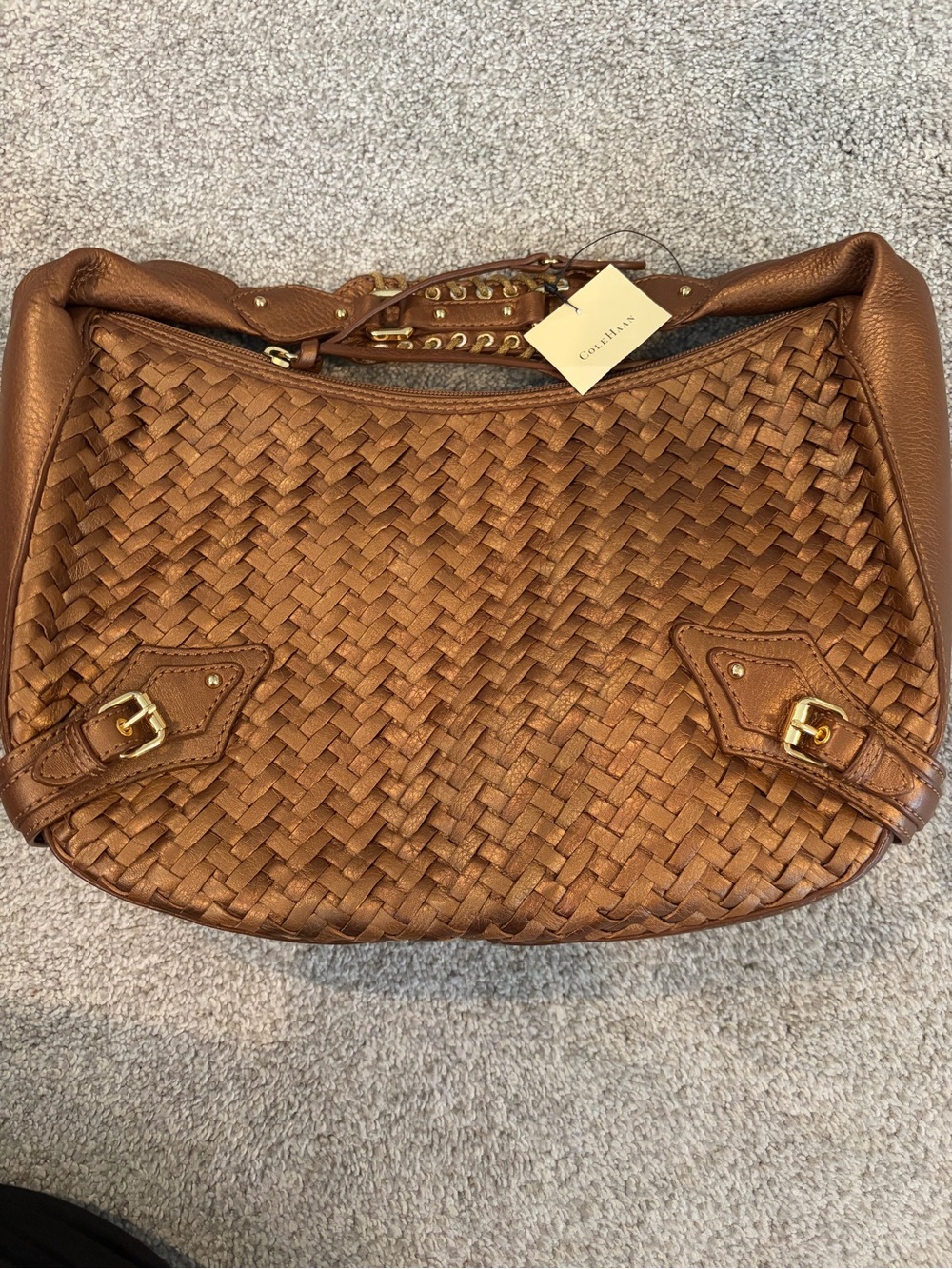 NEW Cole Haan Woven Leather Shoulder Bag